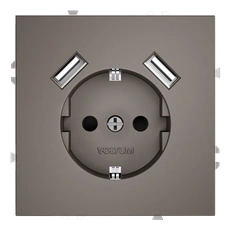 Изображение Розетка USB А+А с заземлением и шторками Voltum S70, капучино (механизм + накладка)