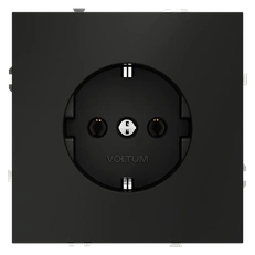 Изображение Розетка с заземлением Voltum S70, черный матовый (механизм + накладка)