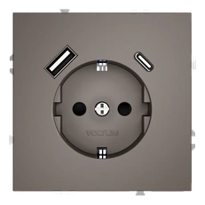 Изображение Розетка USB А+С с заземлением и шторками Voltum S70, капучино (механизм + накладка)